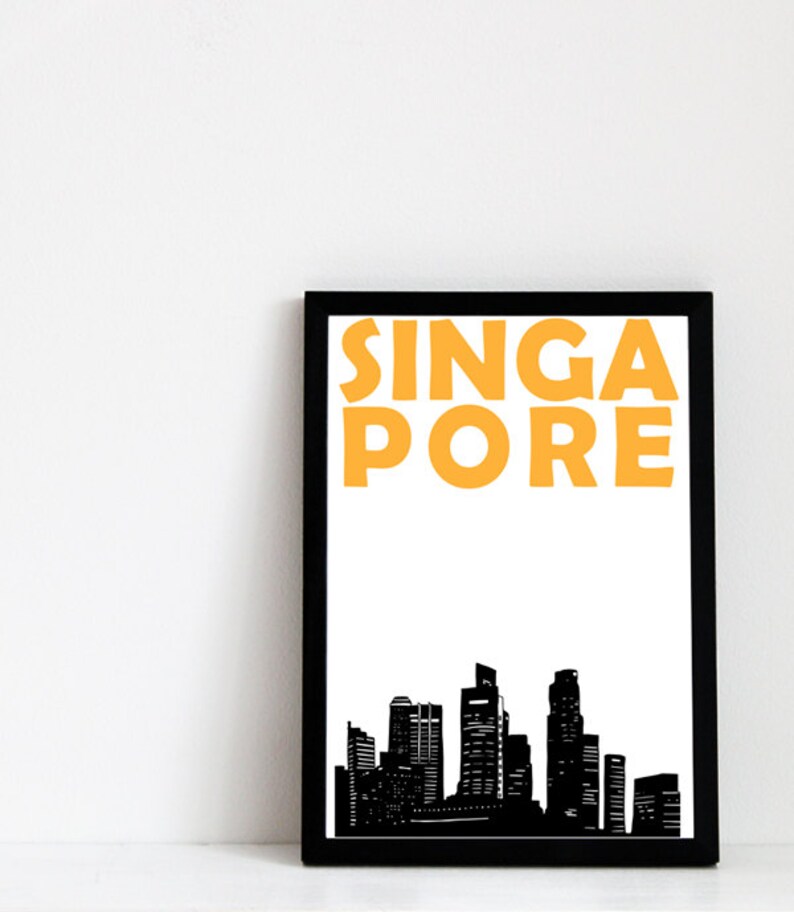 Singapore Print, Singapore Skyline, Singapore Art, Singapore Poster, Travel Memory Print, Best Friend Gift, Brother Gift, Sister Gift image 2