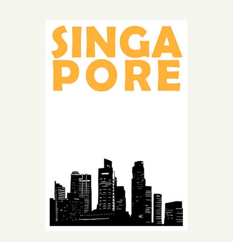 Singapore Print, Singapore Skyline, Singapore Art, Singapore Poster, Travel Memory Print, Best Friend Gift, Brother Gift, Sister Gift image 3