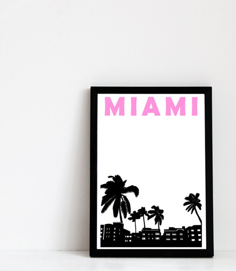 Miami Print, Miami Travel Print, Miami Poster, Miami Art, Florida Print, Miami Wall Art, Florida Art, Best Friend Gift, Miami City Art imagen 3