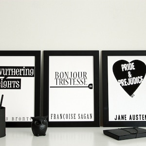 Book Cover Posters: Set of 3, Book Cover Design, Book Cover Art, Literary Poster, Book Cover Wall Art, Book Cover Print, Literary Art Print