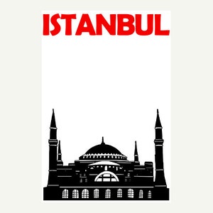 Istanbul print, reizen geheugen afdrukken, Istanbul kunst, Istanbul poster, stad print, mens gift, Turkije print, Inwijdingsfeest cadeau voor een paar afbeelding 3