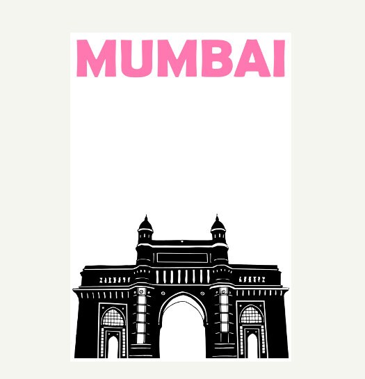 Mumbai Print, Indian Art Poster, Mumbai Poster, India Travel Poster
