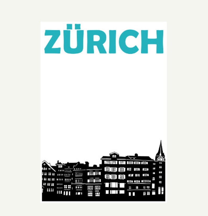 Zurich Print, Switzerland Art, Zurich Art, Zurich Poster, Switzerland Print, Swiss Art, Swiss Poster, Zurich City Print, Travel Memory Print image 3