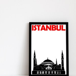 Istanbul print, reizen geheugen afdrukken, Istanbul kunst, Istanbul poster, stad print, mens gift, Turkije print, Inwijdingsfeest cadeau voor een paar afbeelding 2