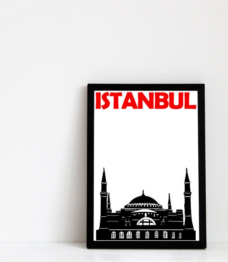 Istanbul print, reizen geheugen afdrukken, Istanbul kunst, Istanbul poster, stad print, mens gift, Turkije print, Inwijdingsfeest cadeau voor een paar afbeelding 2