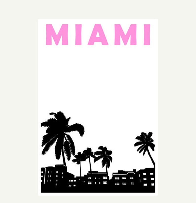 Miami Print, Miami Travel Print, Miami Poster, Miami Art, Florida Print, Miami Wall Art, Florida Art, Best Friend Gift, Miami City Art imagen 4