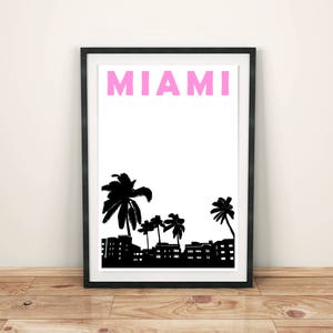 Miami Print, Miami Travel Print, Miami Poster, Miami Art, Florida Print, Miami Wall Art, Florida Art, Best Friend Gift, Miami City Art imagen 2