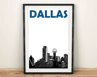 Dallas Print, Dallas Skyline Art Print, Dallas Poster, Dallas Skyline Wall Art, Dallas Texas Print, Dallas Skyline Poster, Dallas Wall Art