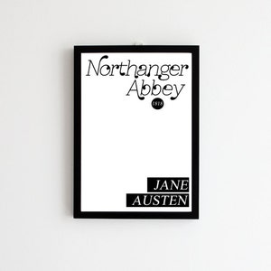 Peut inclure: Impression encadr&eacute;e en noir et blanc du titre du livre "Northanger Abbey" de Jane Austen. Le titre est dans une police de caract&egrave;res stylis&eacute;e et l'ann&eacute;e 1818 est imprim&eacute;e en dessous.