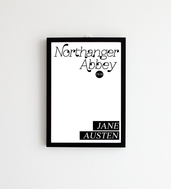 Jane Austen Print, Northanger Abbey Print, Book Cover Poster, Book Cover Art, Literary Poster, Jane Austen Poster, Literary Gift Jane Austen