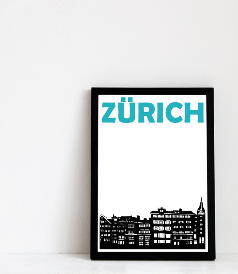 Zurich Print, Switzerland Art, Zurich Art, Zurich Poster, Switzerland Print, Swiss Art, Swiss Poster, Zurich City Print, Travel Memory Print image 2