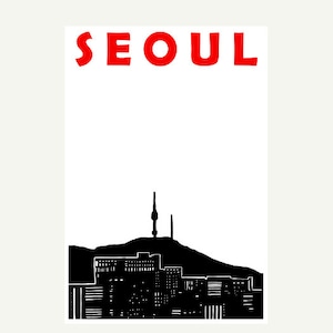 Seoul Print, Seoul Skyline, South Korean Print, Seoul Poster, Seoul Art, Korean Print, South Korea Art, South Korean Art, Seoul Wedding Gift image 3