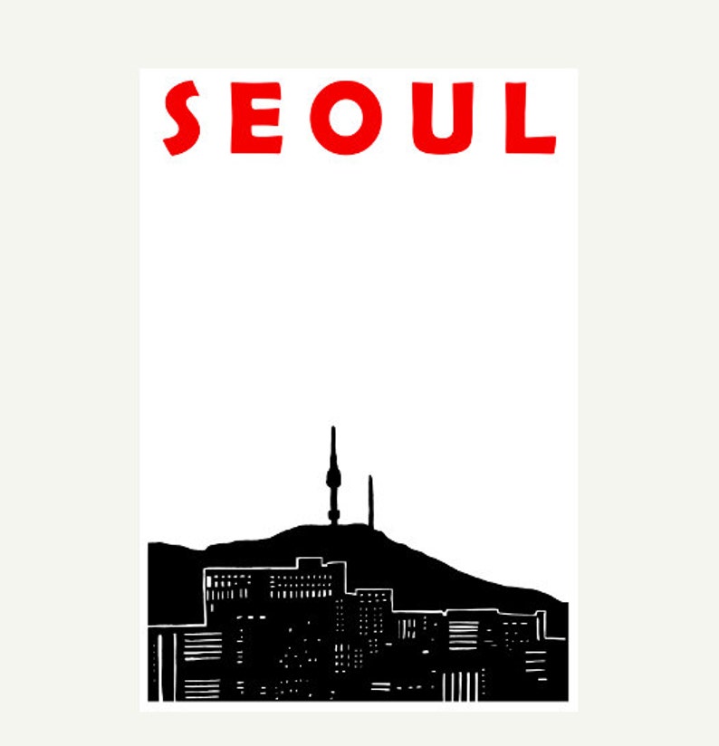 Seoul Print, Seoul Skyline, South Korean Print, Seoul Poster, Seoul Art, Korean Print, South Korea Art, South Korean Art, Seoul Wedding Gift image 3