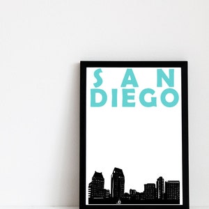 San Diego Print, California Print, California Art, San Diego Poster, San Diego Art, California Poster, San Diego Skyline, Dorm Room Decor image 2