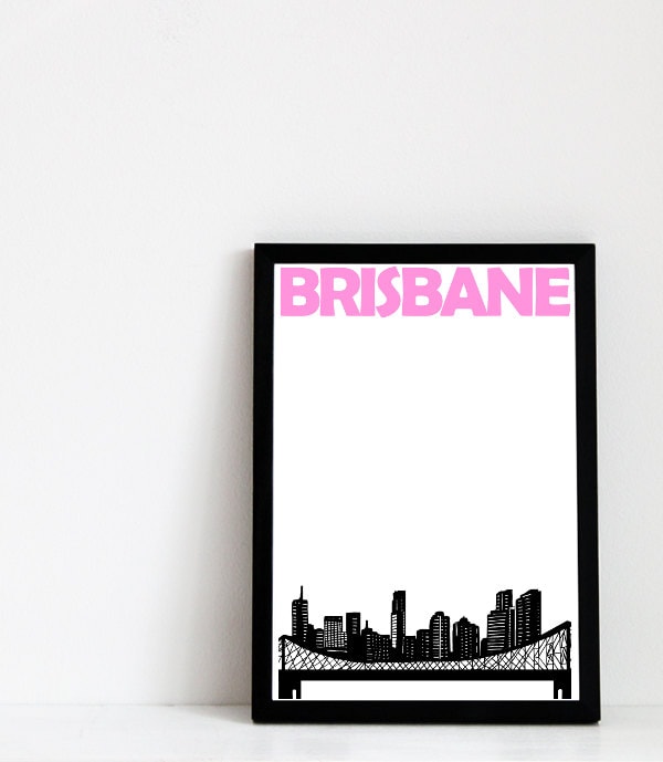 Brisbane Print, Australia Print, Brisbane Skyline Print, Brisbane