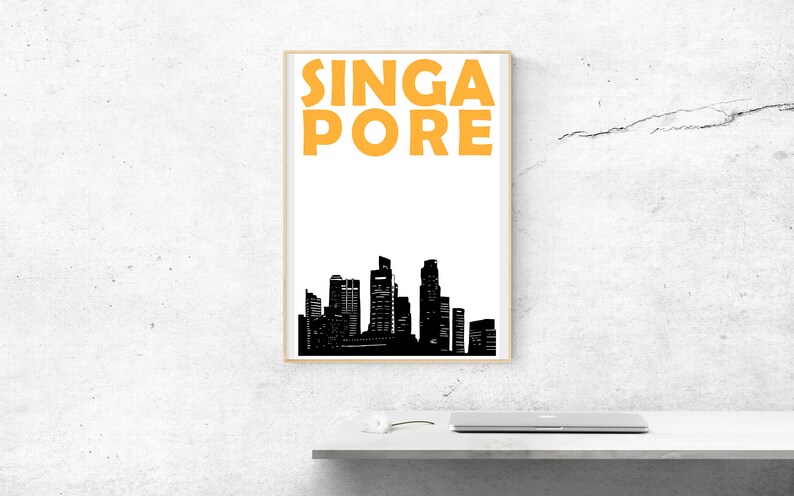 Singapore Print, Singapore Skyline, Singapore Art, Singapore Poster, Travel Memory Print, Best Friend Gift, Brother Gift, Sister Gift image 1