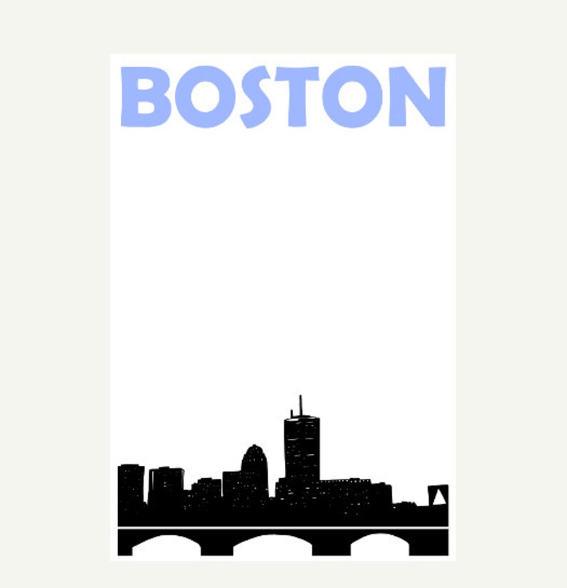 Boston Print, Boston Skyline, Housewarming Gift, Boston Art, Boston Poster, Boston Wall Art, Dorm Room Print Decor, Skyline Print, Mens Gift image 2