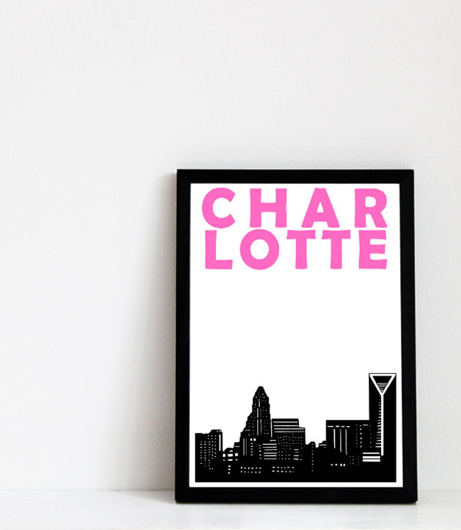 Charlotte NC Skyline Print Charlotte Poster Charlotte NC Etsy