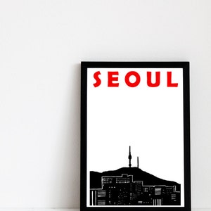 Seoul Print, Seoul Skyline, South Korean Print, Seoul Poster, Seoul Art, Korean Print, South Korea Art, South Korean Art, Seoul Wedding Gift image 2