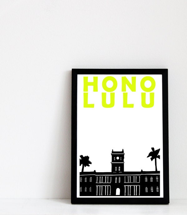 Honolulu Print Hawaii Print Hawaiian Gifts Hawaiian Decor
