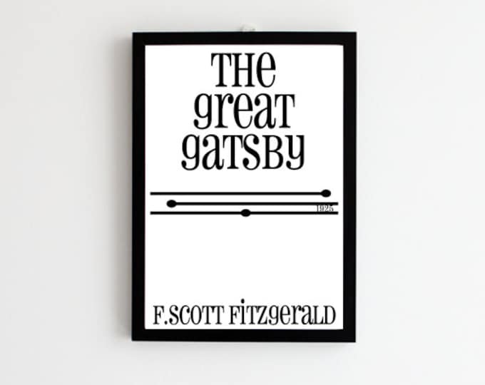 The Great Gatsby Book Cover Design, F. Scott Fitzgerald Print, Great Gatsby Poster, Great Gatsby Art, Great Gatsby Gift, Housewarming