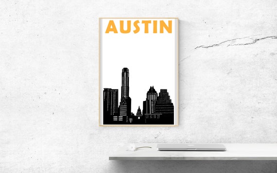 Austin Print, Austin Skyline Art Print, Austin Texas Print, Austin Art, Austin TX Poster, Austin Poster, Texas Print, Austin Texas Wall Art