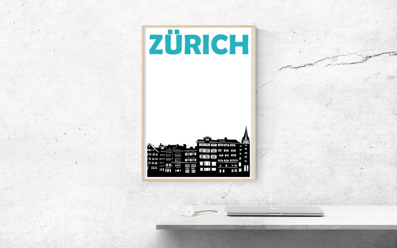 Zurich Print, Switzerland Art, Zurich Art, Zurich Poster, Switzerland Print, Swiss Art, Swiss Poster, Zurich City Print, Travel Memory Print image 1