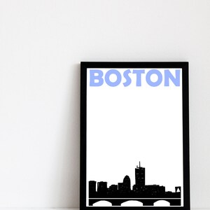 Boston Print, Boston Skyline, Housewarming Gift, Boston Art, Boston Poster, Boston Wall Art, Dorm Room Print Decor, Skyline Print, Mens Gift image 3