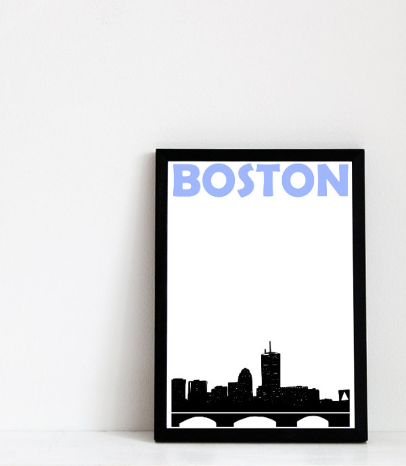 Boston Print, Boston Skyline, Housewarming Gift, Boston Art, Boston Poster, Boston Wall Art, Dorm Room Print Decor, Skyline Print, Mens Gift image 3