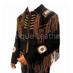 Herren Wildleder Westernjacke: Cowboymantel mit Fransen