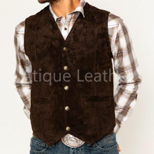 Handmade Goatskin Suede Leather Fringe Vest, Cowboy Fringe Vest, Genuine Western leather Vest , Vintage Beaded Jacket, Christmas Gift