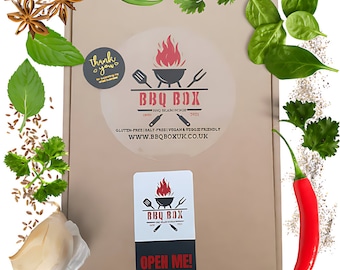 Caja de regalo con condimentos para barbacoa sin gluten: especias sin sal, mensaje personalizado