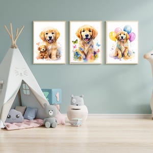 Golden Retriever Print for Nursery, Puppy Nursery Decor, Dog Nursery Print, Golden Retriever Art, Puppy Wall Art, Dog Lover Nursery