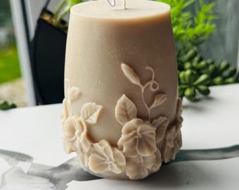 Vela floral de cera de soja: aroma a especias navideñas, decoración navideña