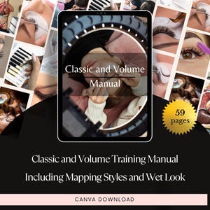 Classic and Volume Lash Extension Training Manual, PDF Guide, Editable, Custom