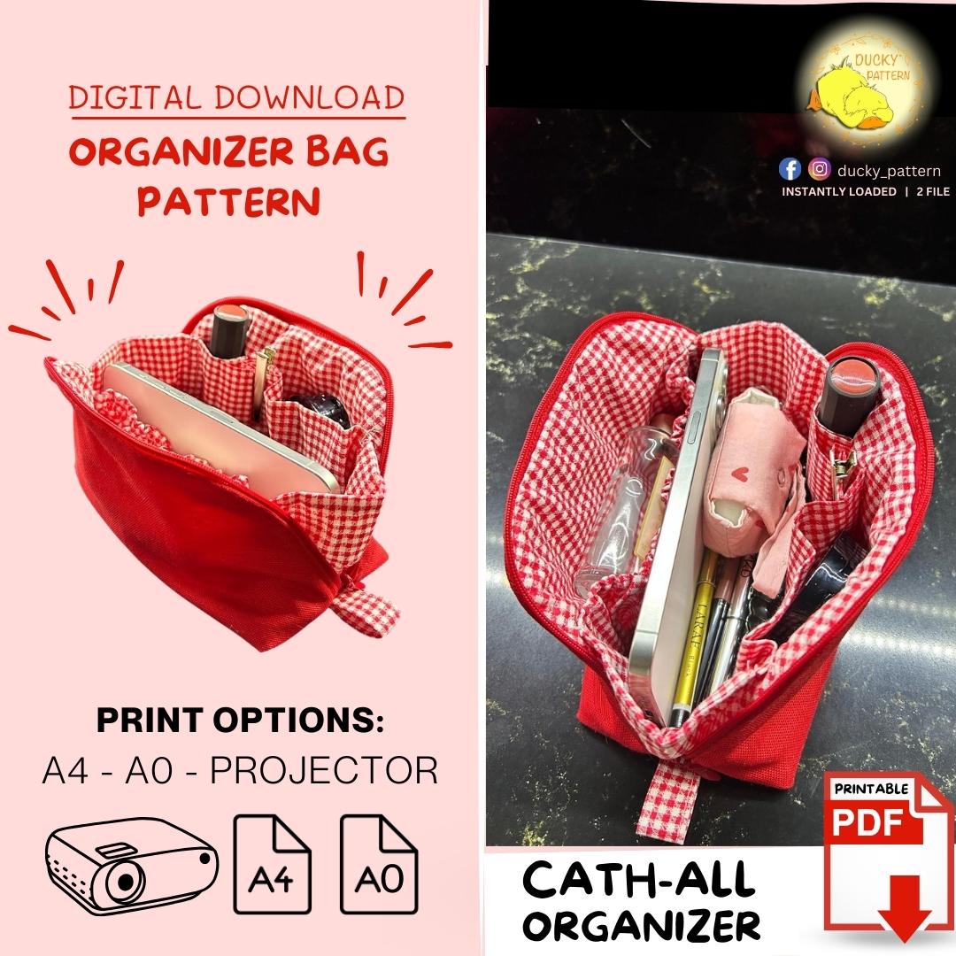 Organizer Makeup Handbag| Cath-all Cutie Organizer PDF Sewing Pattern| Zipper bag with Pockets| Tabletop Organizer Digital Sewing Pattern