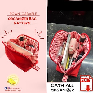 Organizer Make-up Handtasche | Cath-all Cutie Organizer PDF Schnittmuster| Reißverschlusstasche mit Taschen | Schnittmuster Digital Schnittmuster