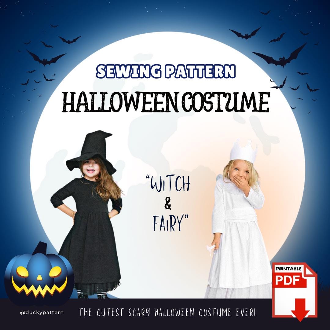 Witch and Fairy Dress Costume Pattern for Kids Halloween Dress Costume ...