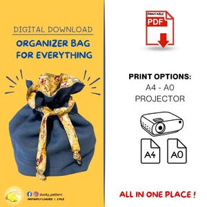 Drawstring Organizer Bag Sewing Pattern: Waterproof Pouch (PDF Pattern)