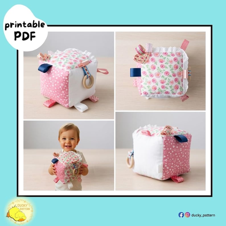 Sensory Baby Block PDF Sewing Pattern: Beginner Cube Toy | Easy DIY ...