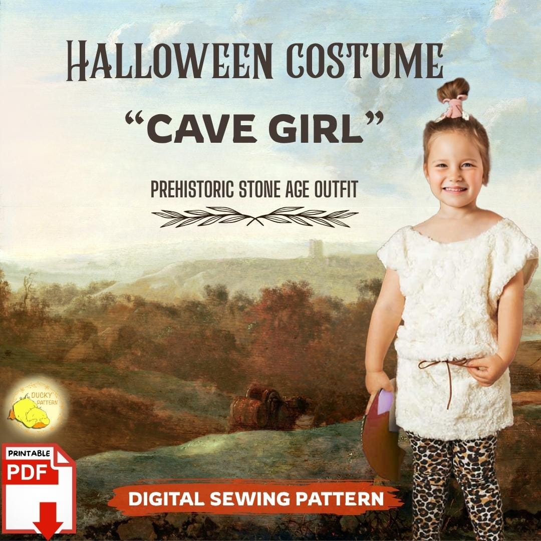 Cave Girl Costume Pattern Toddler Stone Age Dress DIY Hallowen Cave Girl Costume Pattern Toddler Stone Age Dress DIY Hallowen