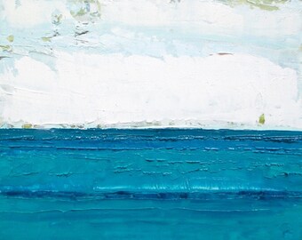 Abstract ocean painting: Teal Blue Waters, blue ocean painting, abstract art, minimalist beach painting