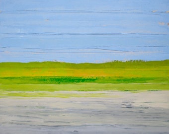 Abstract landscape painting, plum island, beach painting