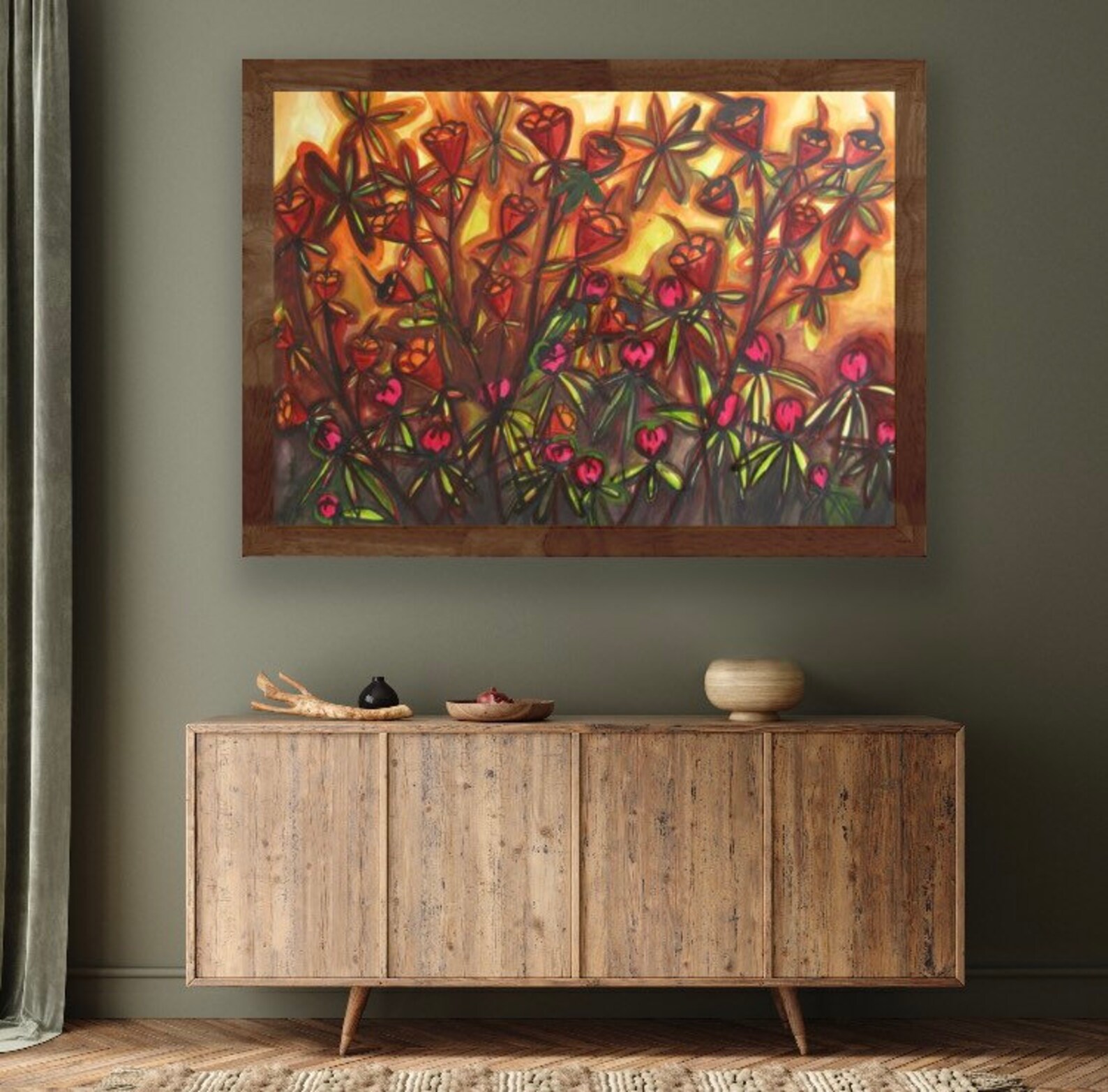 Abstract Botanical Artwork Acrylic Painting Etsy
