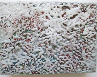 Abstract encaustic painting, coral reef, great barrier reef, coral bleaching