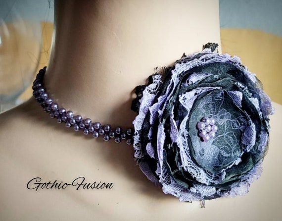 Black Flower Choker Black Rose Choker Velvet Rose Gothic Jewelry Goth Choker  Victorian Style Vintage Choker Necklace Steampunk 