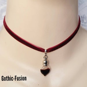 Vampire Blood Bottle Pendant Red Black Velvet Choker, Gothic Blood Vessel Choker, Eternal Lovers, Gothic Choker,  Bottle Vial Blood Necklace