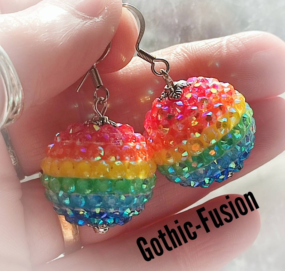 Rainbow Disco Ball Earrings LGBTQ Earrings Gay Pride Etsy