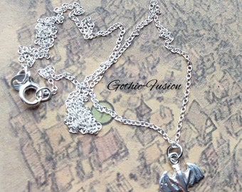 Sterling Silver Bat Necklace: Gothic Vampire Jewelry, Delicate Pendant