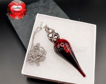 Victorian Gothic Vampire Queen Vial of Blood Necklace, Blood Vial Pendant, Goth Wedding Jewelry, Gothic Wedding Accessories, Eternal Lovers